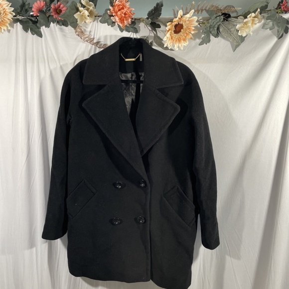 NEW Trina Turk [ 14‎ ] Wool Blend Double Breasted Pea Coat in BLACK - Picture 6 of 16